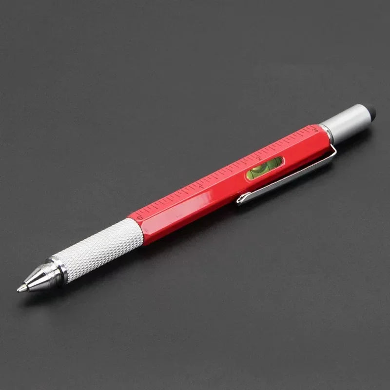 7 in 1 Multifunctional Pen Touch Screen Stylus Capacitive Pen with Screwdriver Ruler Levelgauge Refillable Ballpoint Pencil Tool