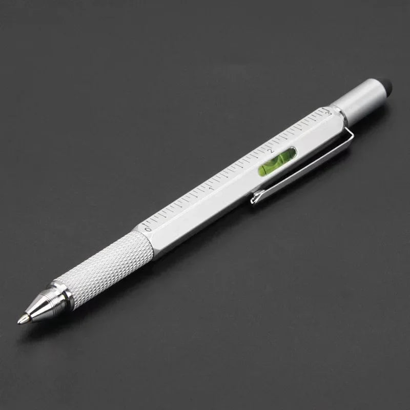 7 in 1 Multifunctional Pen Touch Screen Stylus Capacitive Pen with Screwdriver Ruler Levelgauge Refillable Ballpoint Pencil Tool