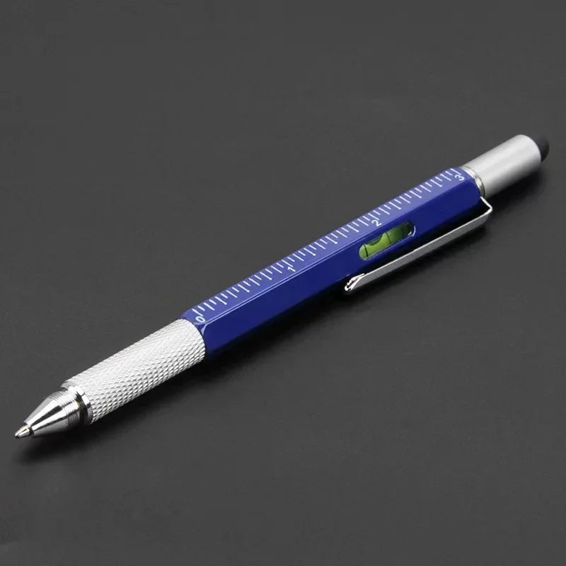 7 in 1 Multifunctional Pen Touch Screen Stylus Capacitive Pen with Screwdriver Ruler Levelgauge Refillable Ballpoint Pencil Tool