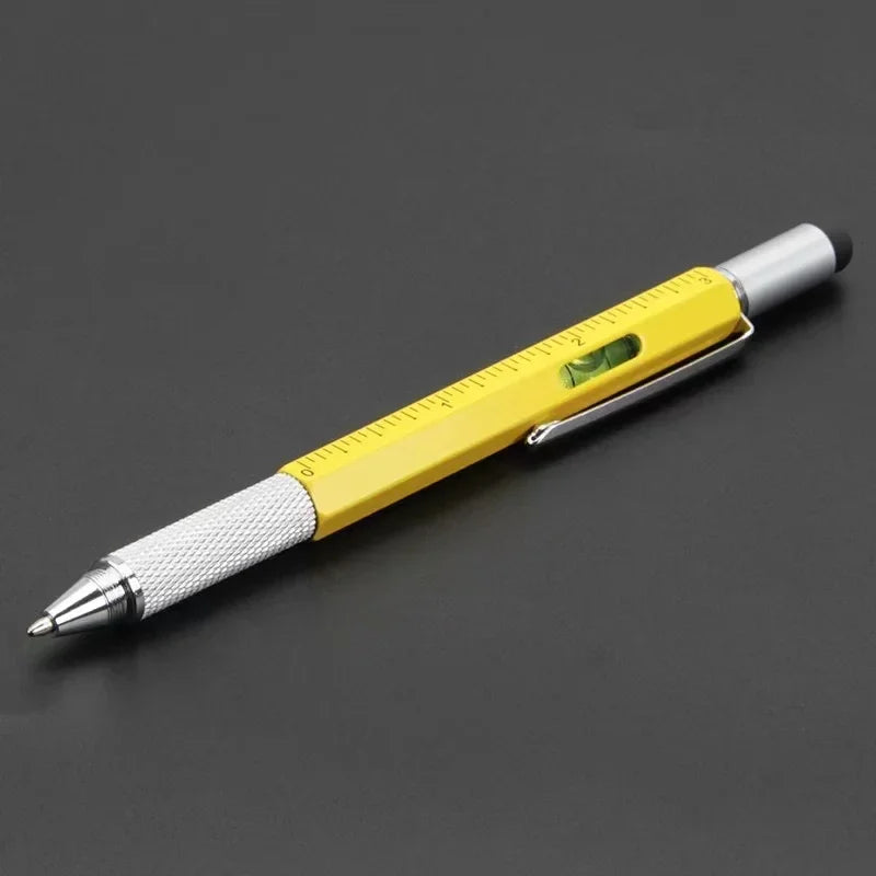 7 in 1 Multifunctional Pen Touch Screen Stylus Capacitive Pen with Screwdriver Ruler Levelgauge Refillable Ballpoint Pencil Tool